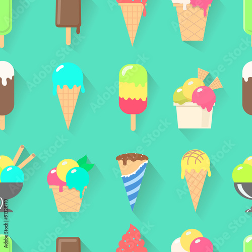 Ice cream collection seamless pattern