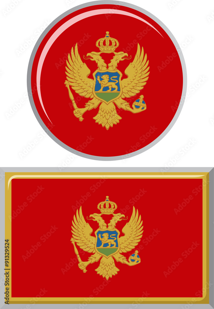 Montenegrin round and square icon flag. Vector illustration. Montenegrin round and square icon flag. Vector illustration.