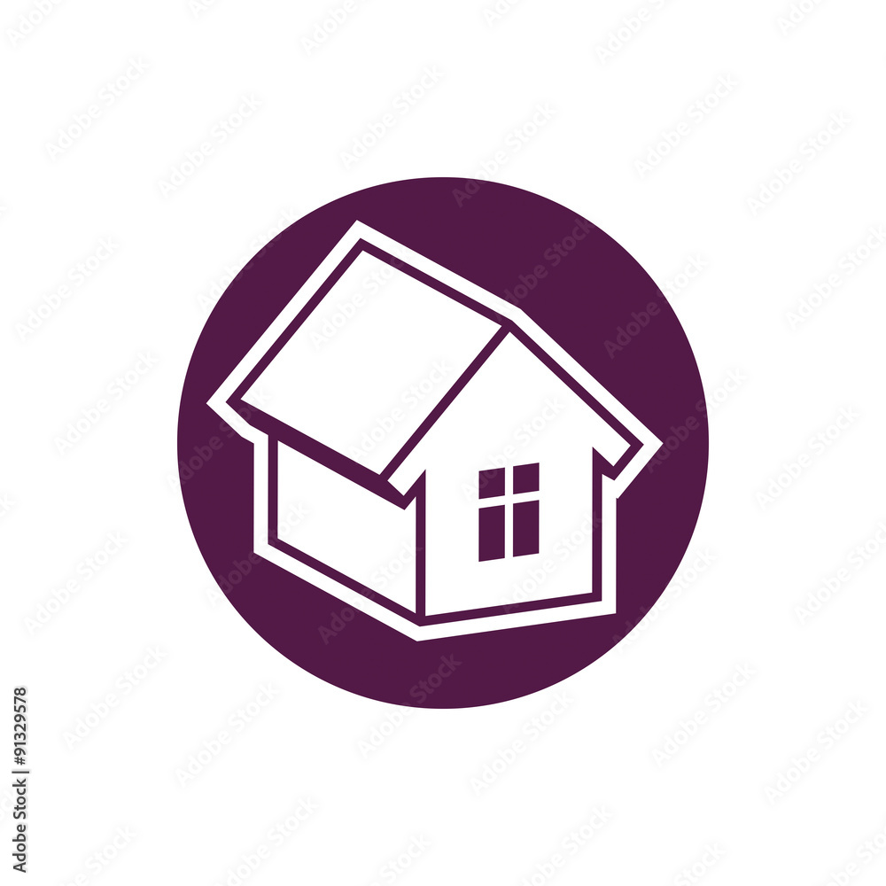 Real estate icon, vector abstract house. Property developer symb