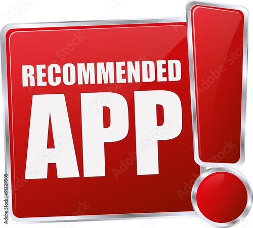 modern glossy red recommended app 3D vector icon