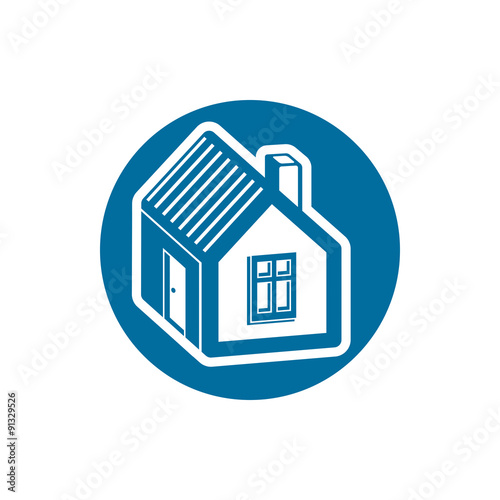Real estate icon, vector abstract house. Property developer symb