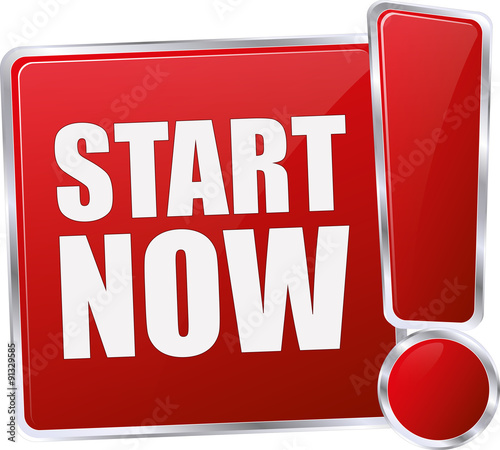 modern red start now 3D vector icon