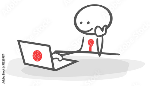stickman table notebook working red