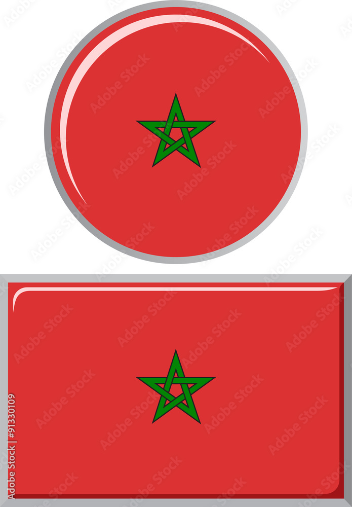 Moroccan round and square icon flag. Vector illustration. Moroccan round and square icon flag. Vector illustration.