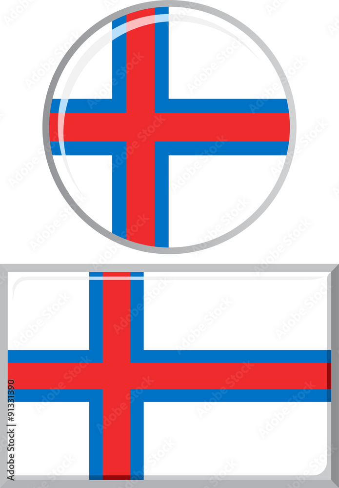 Fototapeta premium Faroe Islands round and square icon flag. Vector illustration.