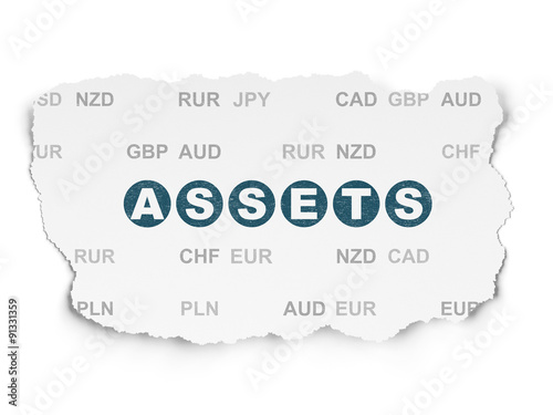 Currency concept: Assets on Torn Paper background