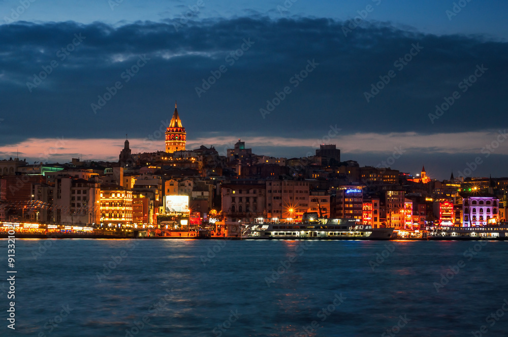 Aerial view at Karakoy landmarks in Istanbul, Turkey