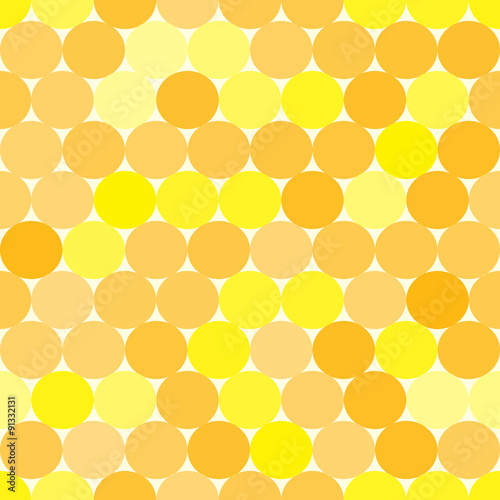 Soft yellow and orange vector seamless pattern with circles. Monochrome abstract geometrical background. 