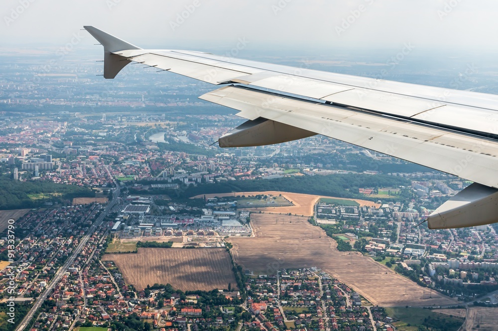 Looking through window airplane