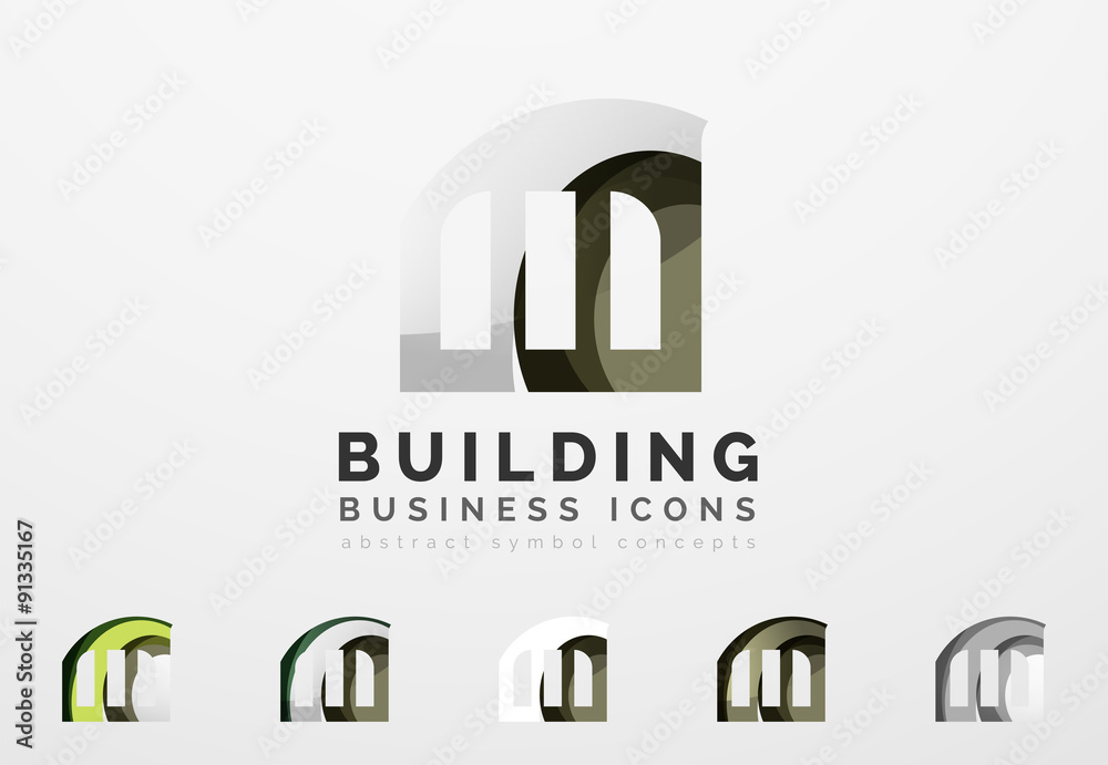 Set of real estate or building logo business icons