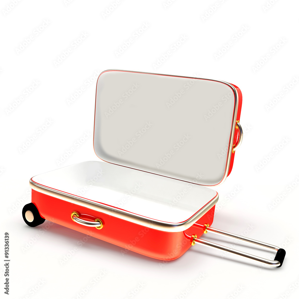 Open empty red suitcase isolated on white background Open empty red suitcase isolated on white background