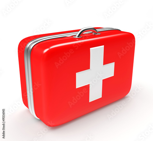 Medical suitcase isolated on white background