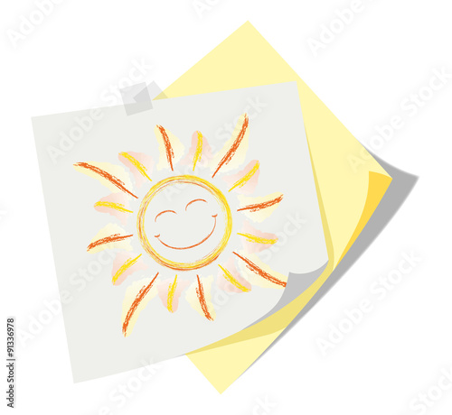 Post it | Notizzettel | Lachende Sonne | Scribble
