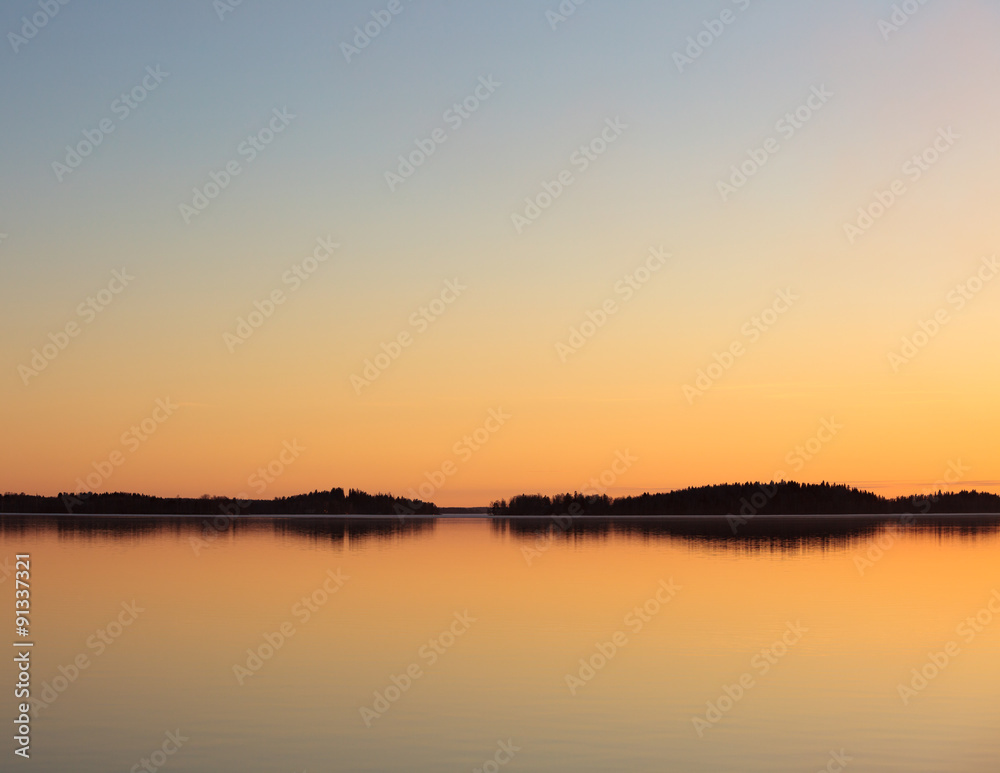 Serene lake view at dusk