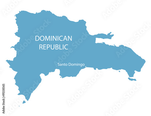 blue map od Dominican Republic with indication of Santo Domingo