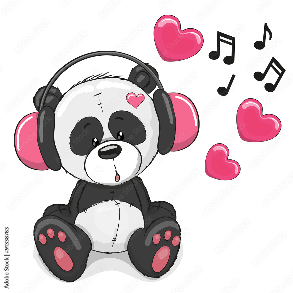 Obraz premium Panda with headphones