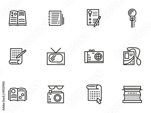 Media publishing simple line style icons