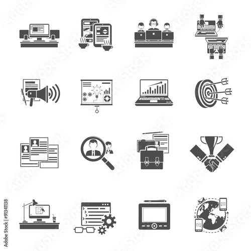 Freelance concept black icons collection 