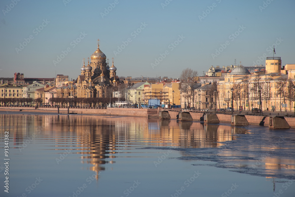 Vasilievsky island, in winter. Saint-Petersburg, Russia