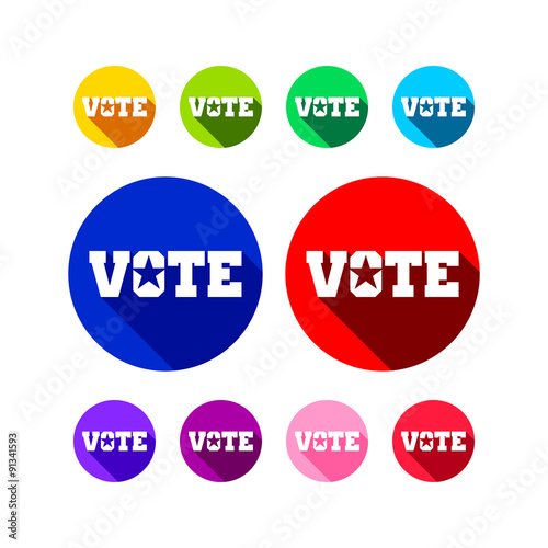 Colorful Vibrant Vote Buttons - Election Campaigns Icons
