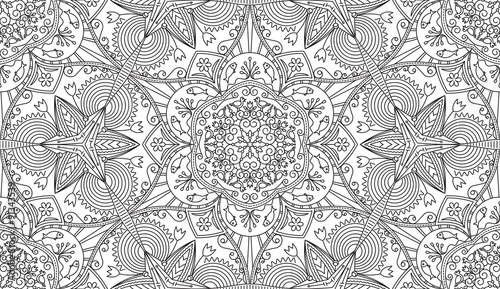 Rich decorated calligraphic outlined stroke monochrome seamless