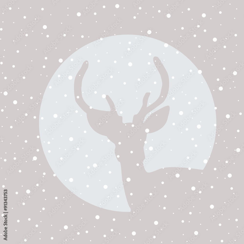 Obraz premium Deer stag icon with snowflakes