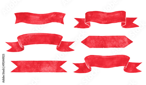 Red vintage scroll banners.