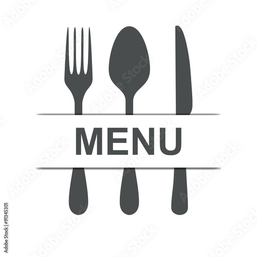 Fototapeta Naklejka Na Ścianę i Meble -  Icono plano texto MENU gris con sombra