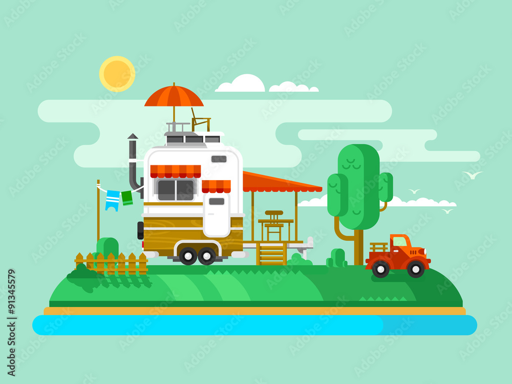 Fototapeta premium Vacation trailer