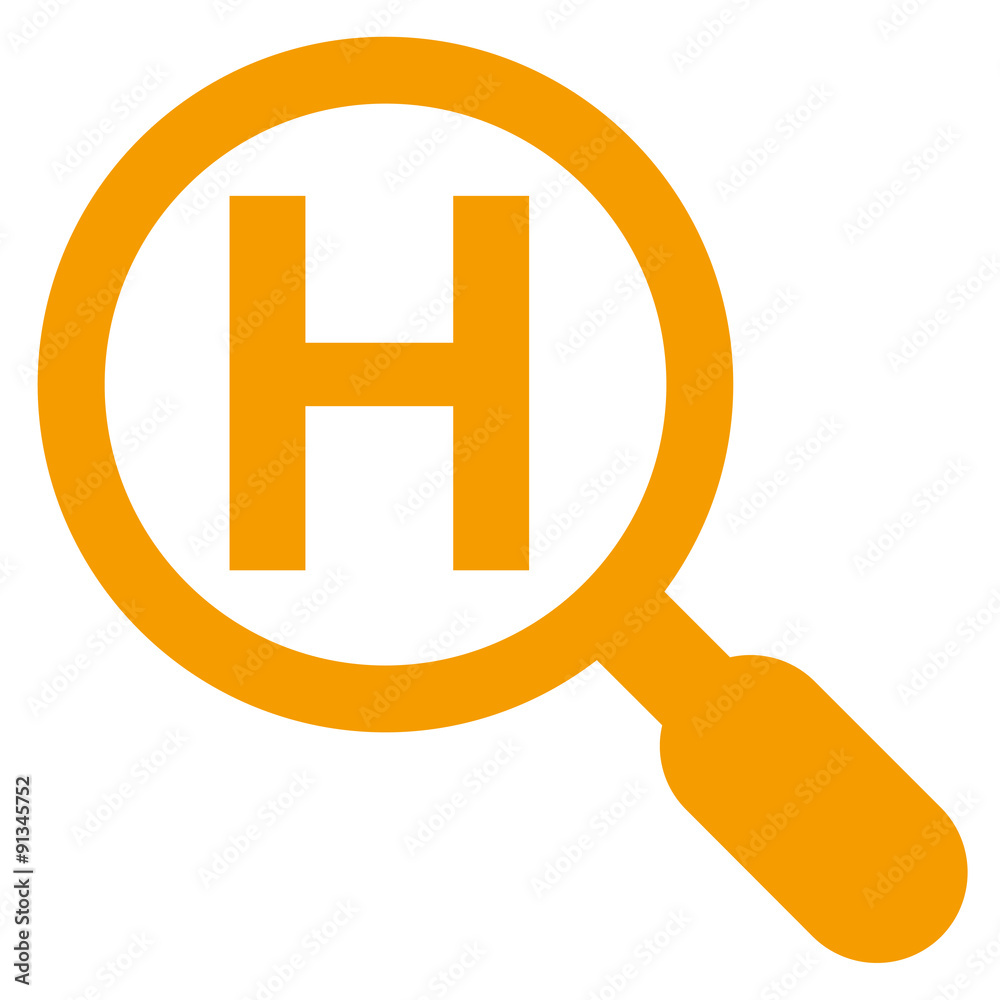 Fototapeta premium Icono texto H lupa naranja