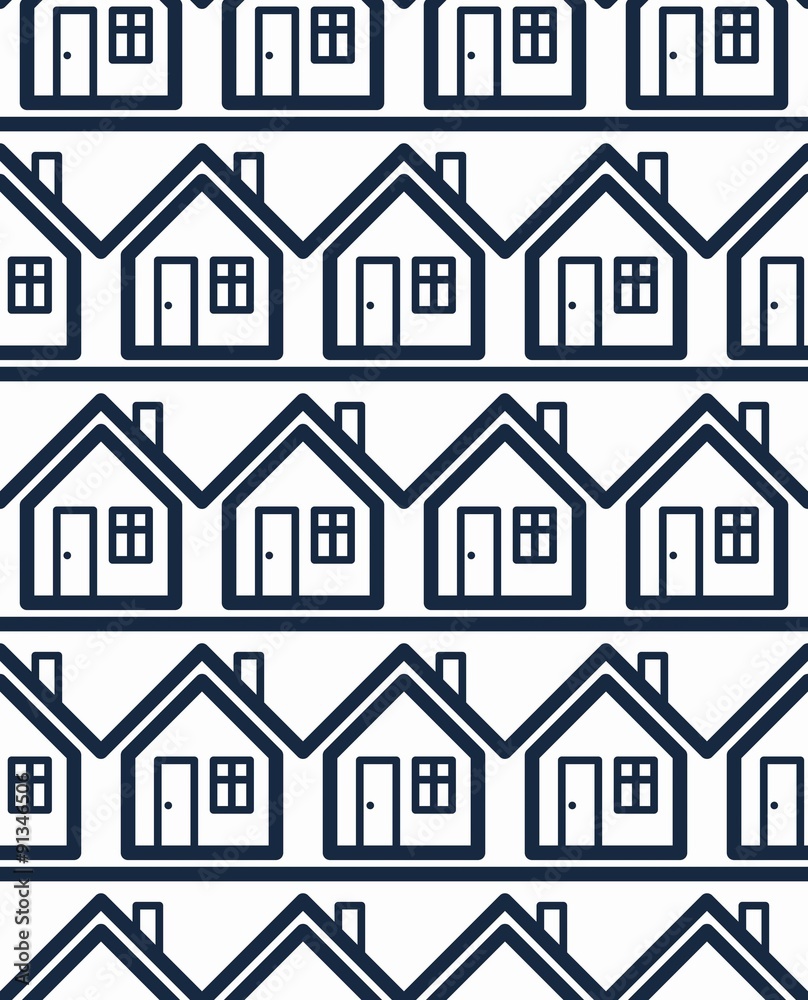 Simple houses continuous vector  background. Property developer