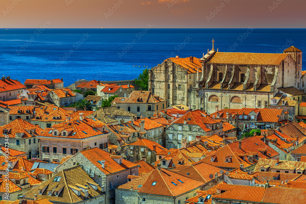 Wunschmotiv: Old city of Dubrovnik panorama from the city walls,Croatia #91347348