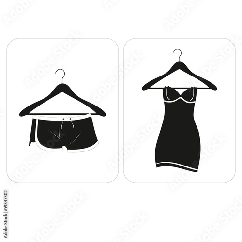 Changing room. Fitting room black icon.