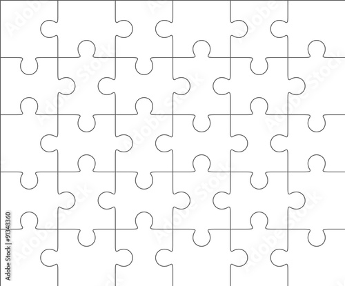 Jigsaw puzzle blank template 5x6, thirty pieces