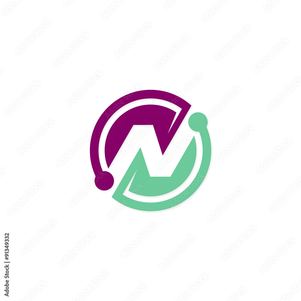 round abstract colored letter N logo round abstract colored letter N logo