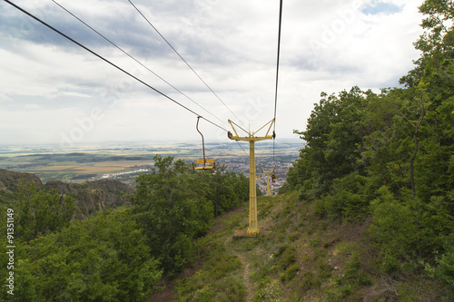 Chairlift in the summer mountain