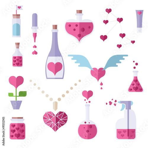 Flat Icons Of Love Chemistry Theme