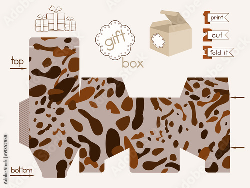 Printable Gift Box With Spotted Pattern
