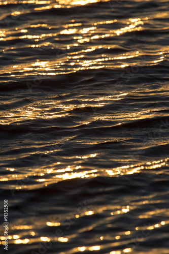 background of water in the rays of the golden sun