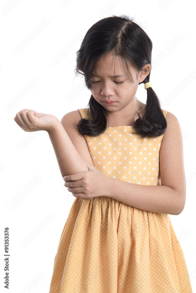 Beautiful asian girl crying on white background Beautiful asian girl crying on white background