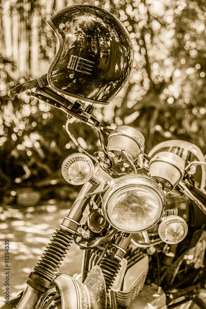 Fototapeta premium Vintage headlight lamp motorcycle