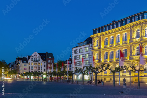 Square Burgplatz in evening, Dusseldorf, Germany