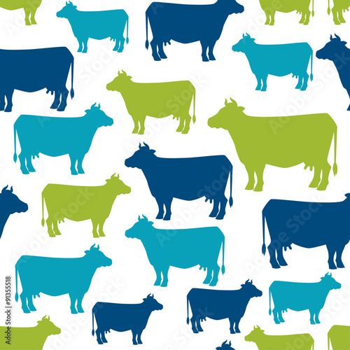 Cow silhouette seamless pattern background for design