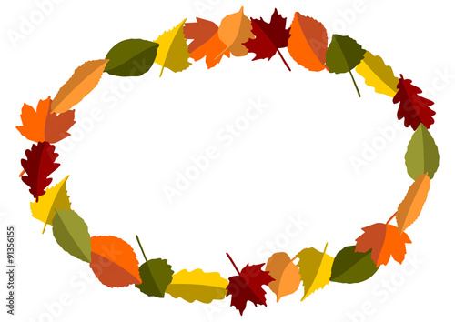 herbstlicher Blätterrahmen, oval
