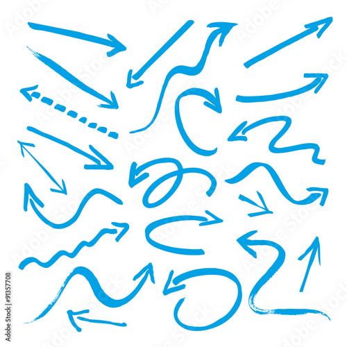 Group of vector blue arrows