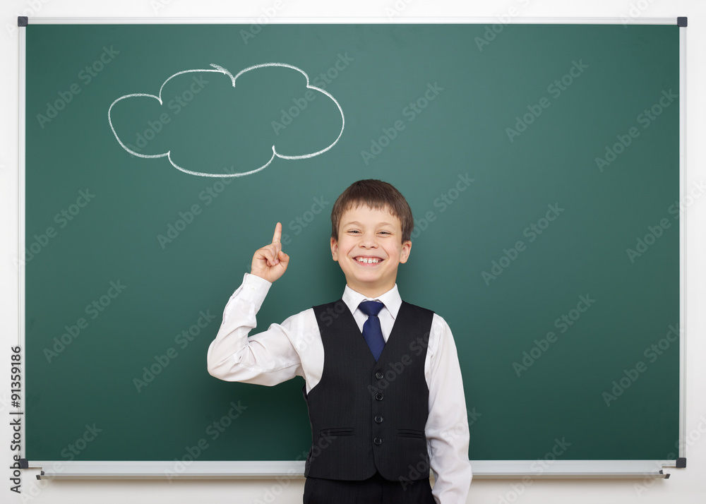 school boy with painted cloud having idea school boy with painted cloud having idea