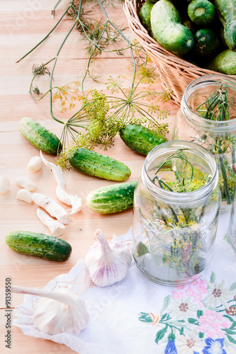 Ingredients for pickling cucumbers