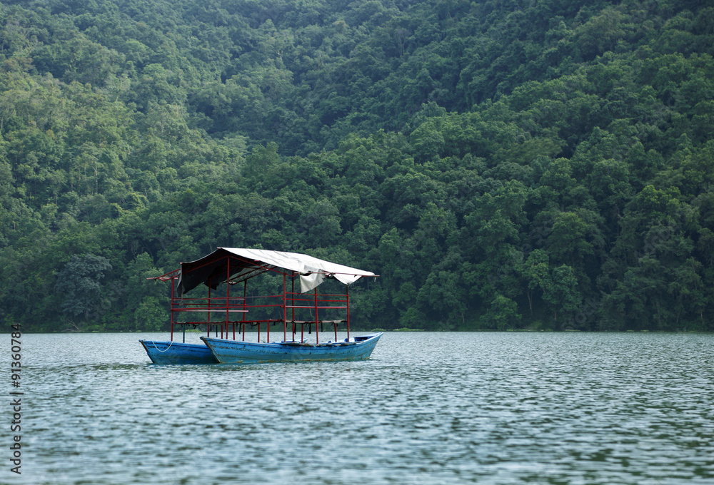 A boast in Phewa lake, the second largest lake in Nepal