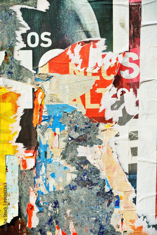 Fototapeta premium Random background collage texture paper on eroded wall