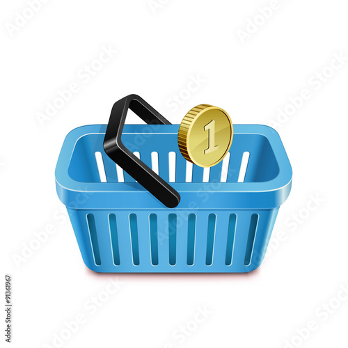 Shopping basket and coin